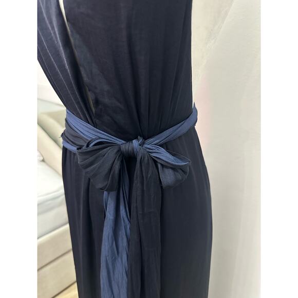 Banana Republic Halter Satin Maxi Dress Navy Medium NWT Sz M-Tall - Picture 5 of 8